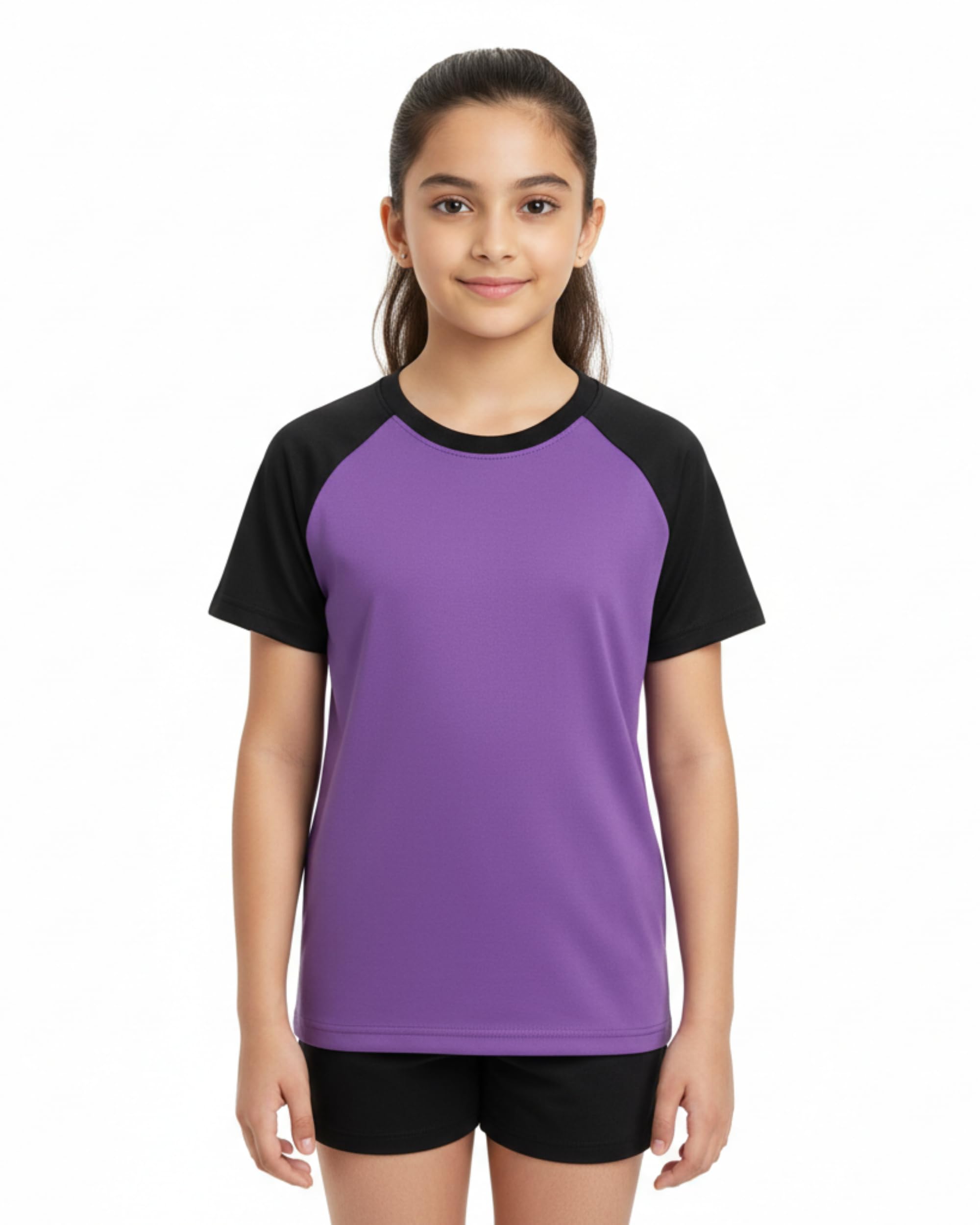Girls Dry-Fit Sports T-Shirt | Quick-Dry Moisture-Wicking Raglan Half Sleeve Activewear for Kids 4-15 Yrs | Lightweight for Outdoor & Gym-image-4