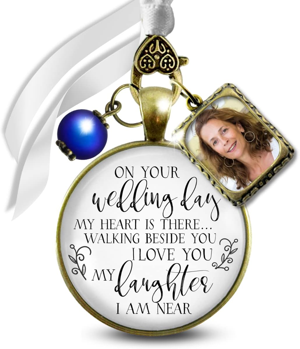 Gutsy Goodness Bouquet Charm On Your Wedding Day Memorial Honoring Mom Or Dad Meaningful Bridal Floral Jewelry Rustic Bronze Pendant