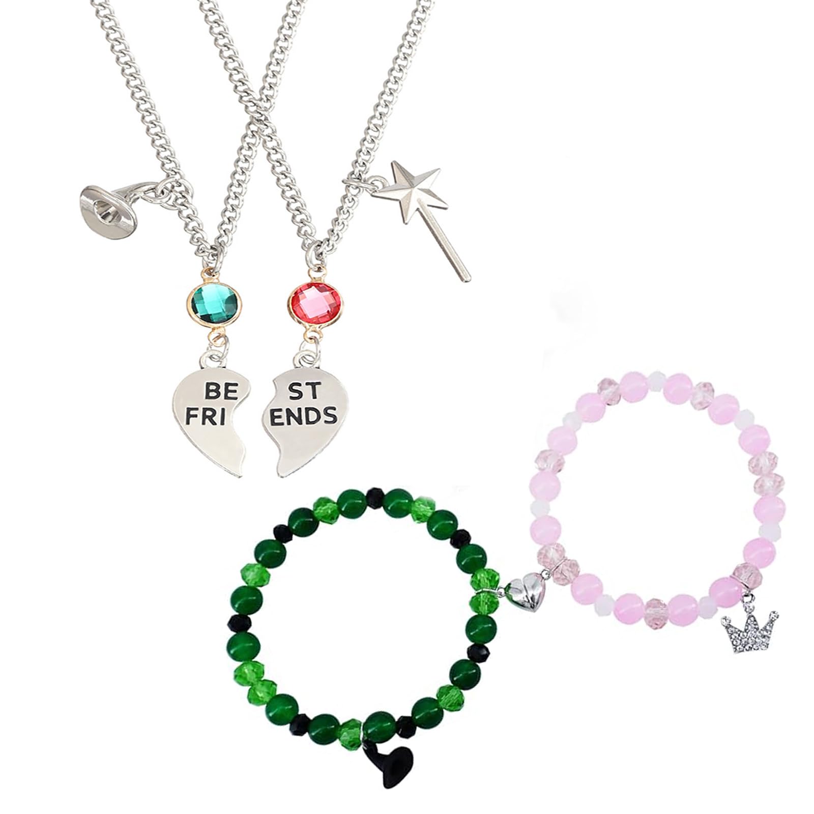 Elphaba Glinda Friendship Matching Bracelets-Crown Witch Hat Matching Bracelets-BFF Couples Accessories Gifts for Bestfriend Couples Fans Party Dress Accessories