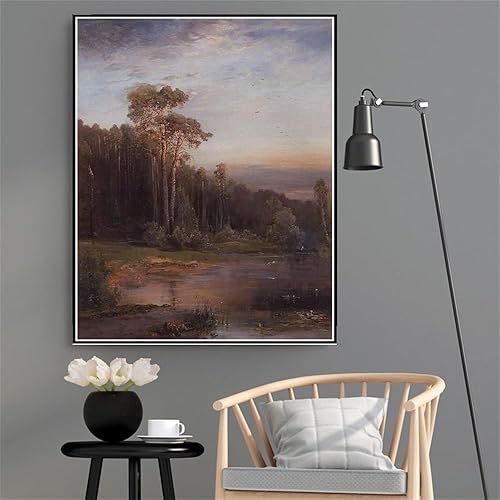 Miniatura 2 de Kits de pintura por números para adultos y niños, paisaje de verano con pinos cerca del río, pintura por Aleksey Savrasov Kit de pintura por números