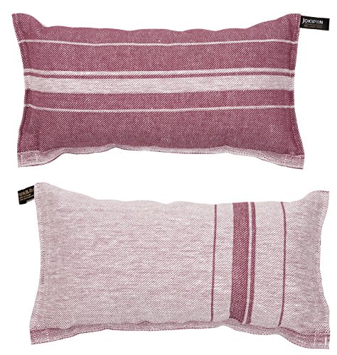 Jokipian Linea Coussin de sauna et de voyage en lin naturel/prune foncé Accessoire de sauna fabriqué en Finlande