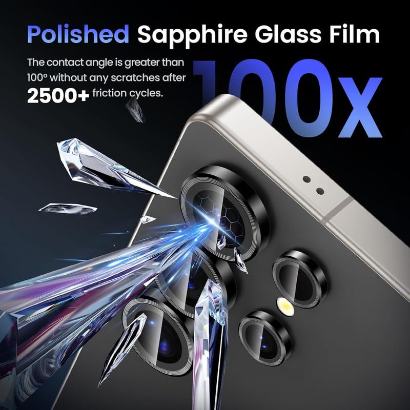 Image of Skinomi Camera Lens Protector Compatible with Samsung Galaxy S24 ultra 5G [Anti-Scratch] Premium Tempered Glass Film Aluminum Alloy Lens Ring Cover - Titanium Black