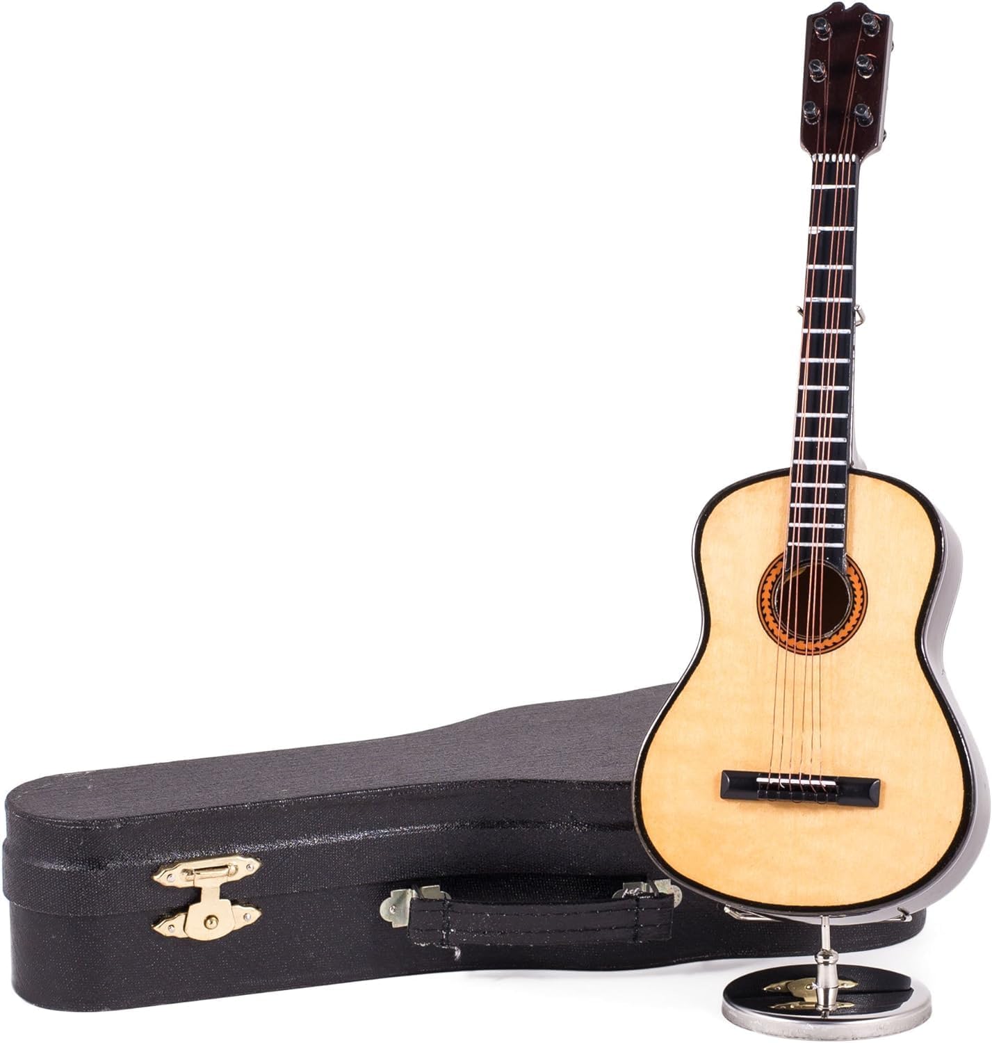 Broadway Gifts Miniature Wooden Classic Steel String Guitar Music Box and Black Case - Plays Hey Jude