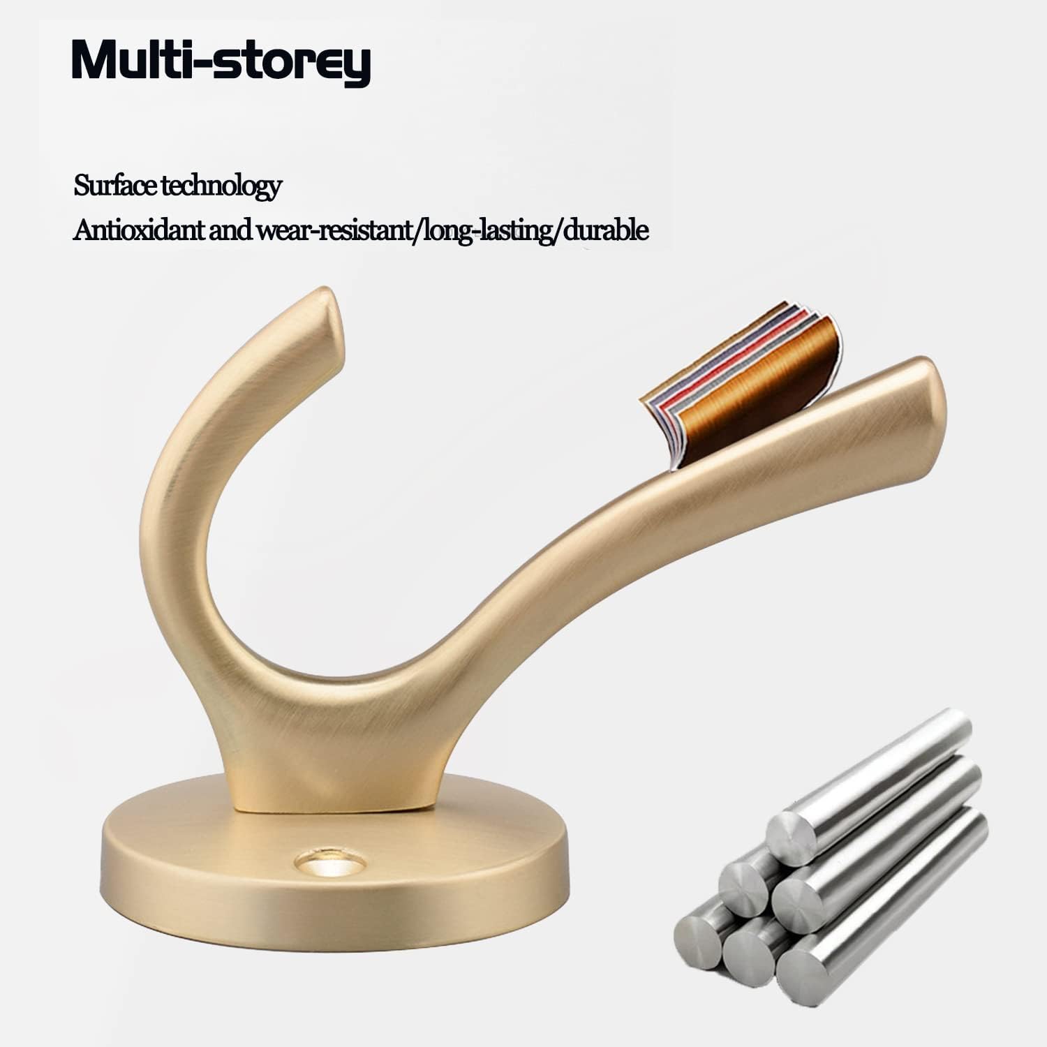 Wall Hooks 4 Pcs Towel Hook Coat Hooks Heavy Duty Thick Bath Robe Hooks Wall Mount Hooks for Bathroom Kitchen Hotel Bearing 25kg (Gold)
