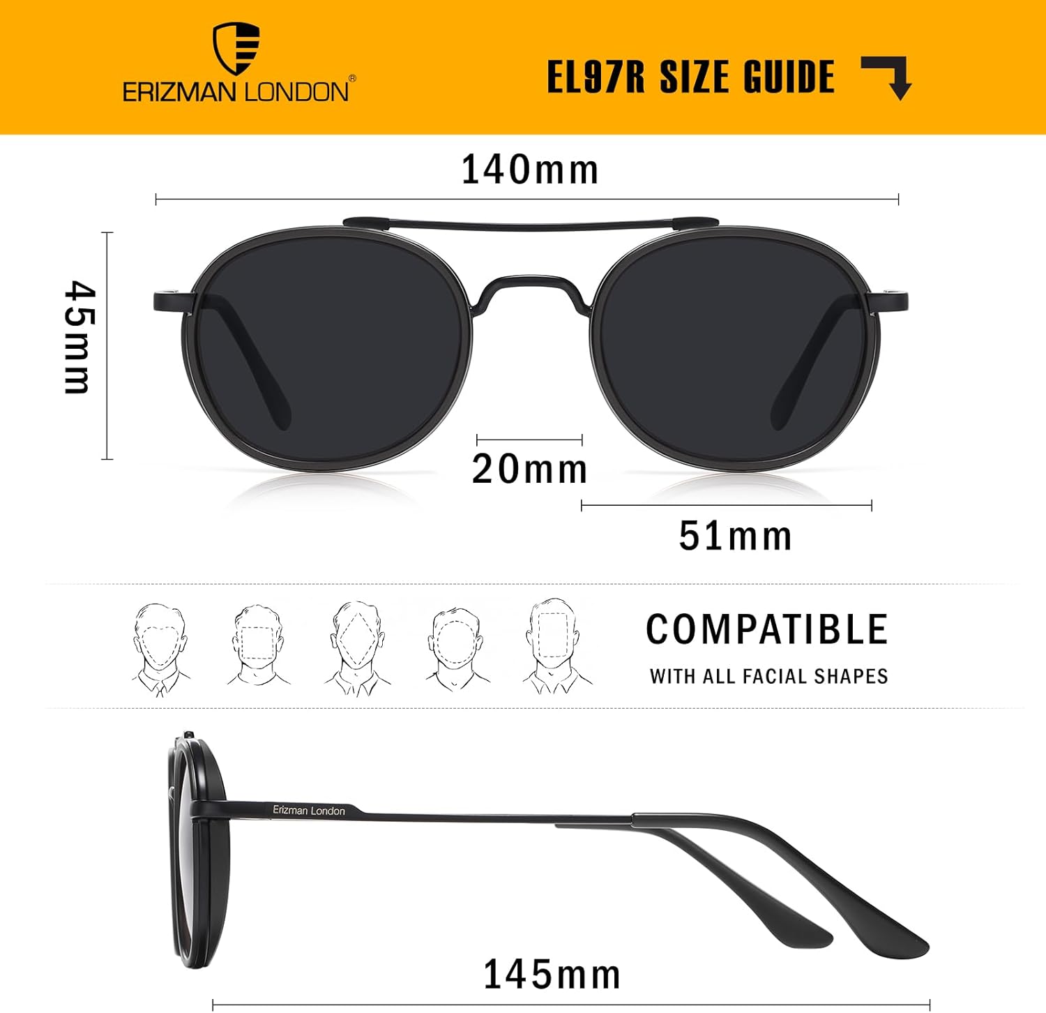 EL97R Genuine UV400 HD Polarized Men Driving Sunglass | British Heritage Series 4
