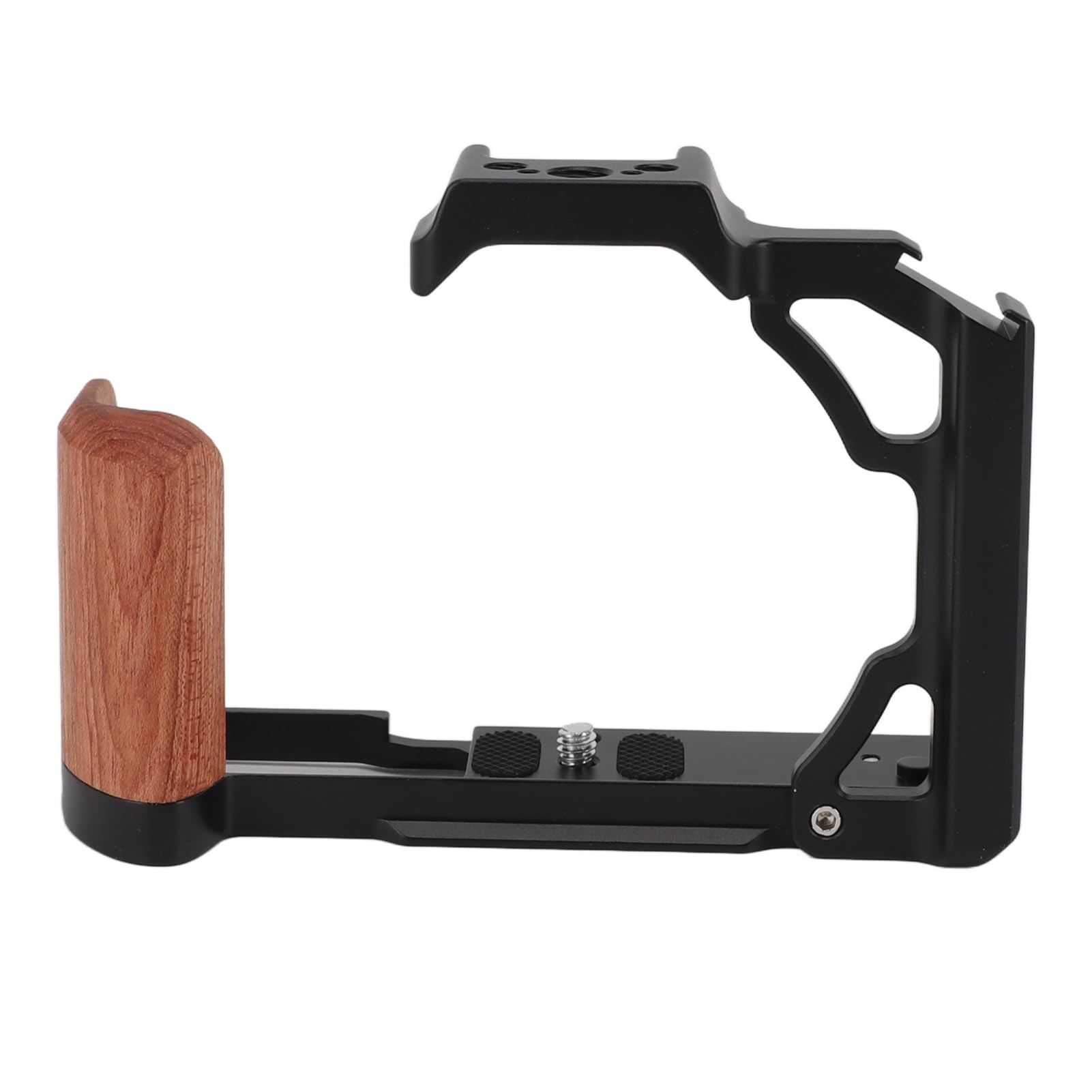 Sxhlseller Gabbia Fotocamera per ZFC con Manico in Legno, Kit Gabbia Video in Lega di Alluminio con Cuscinetti Antiscivolo, Slitta Fredda e Guida per Rig DSLR e Accessori (BLACK)