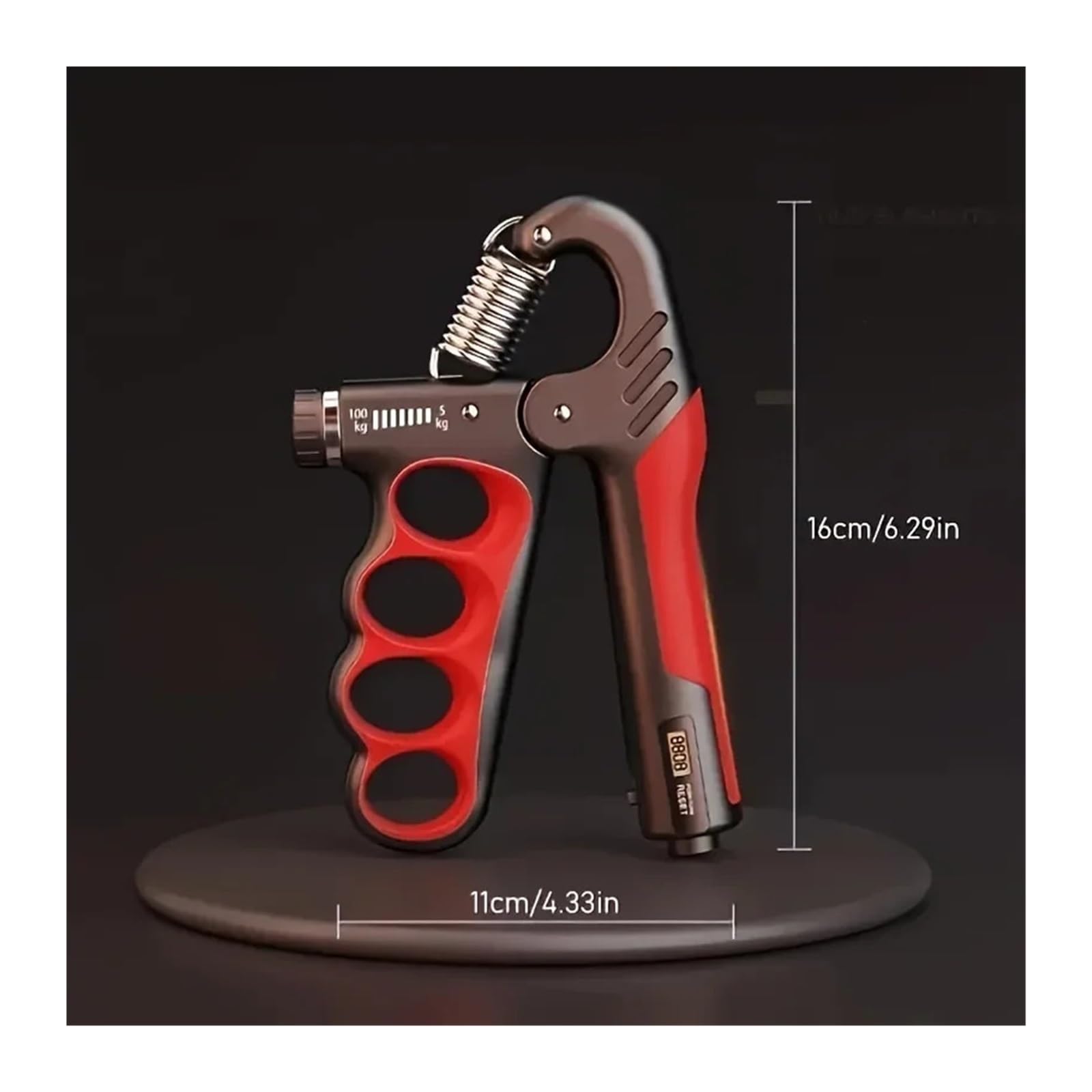 Entrenador de fuerza de prensión, Fortalecedor de mano 5-100Kg, dinamómetro ajustable, agarre(GRAY)