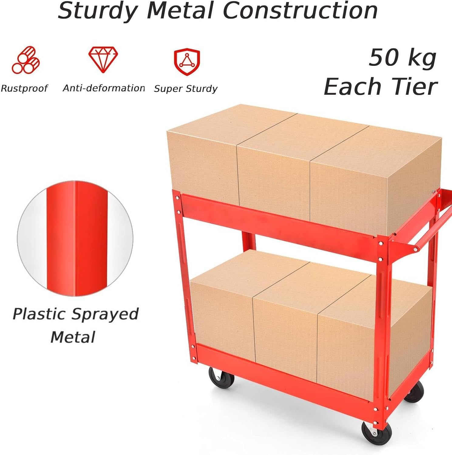 Carrello portautensili a 2 livelli con maniglia, le Carrello di servizio su ruote per, ufficio, Ga & Magazzino - Strumento versatile Sto Solut