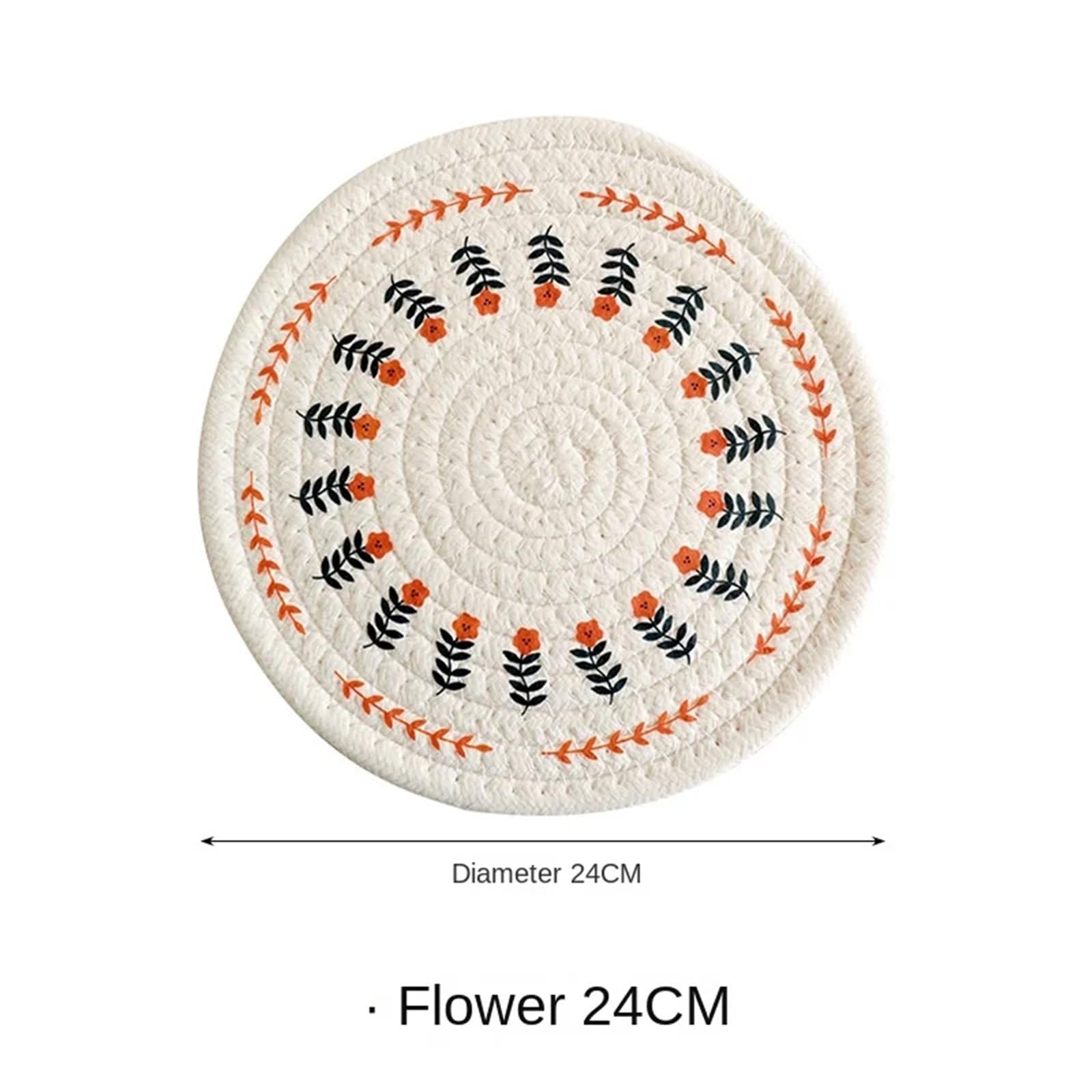 4 Piezas de Almohadillas aislantes de Calor Tejidas de algodón for Platos de Comedor, Cuencos, cazuelas, Posavasos for té, tapete de Mesa antiescaldaduras para Ollas Calientes, Platos(24cm)