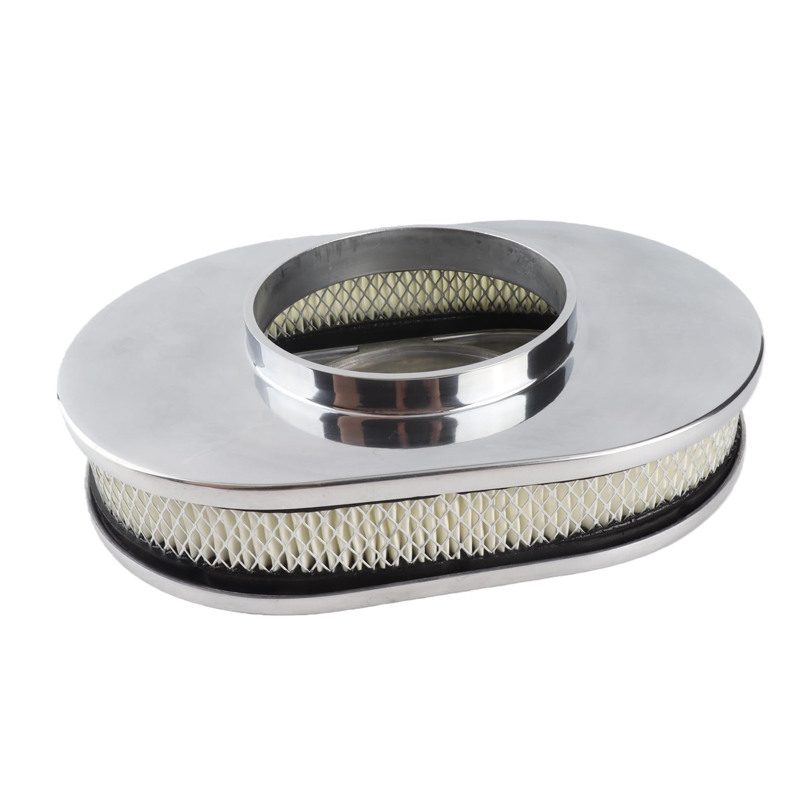 Filtros de Aire para Motor de Aire de Coche, Montaje de Filtro de Aire Lavable y Reutilizable de 12 Pulgadas, Repuesto de Estilo Ovalado de Aleación de Aluminio para Hot Rod