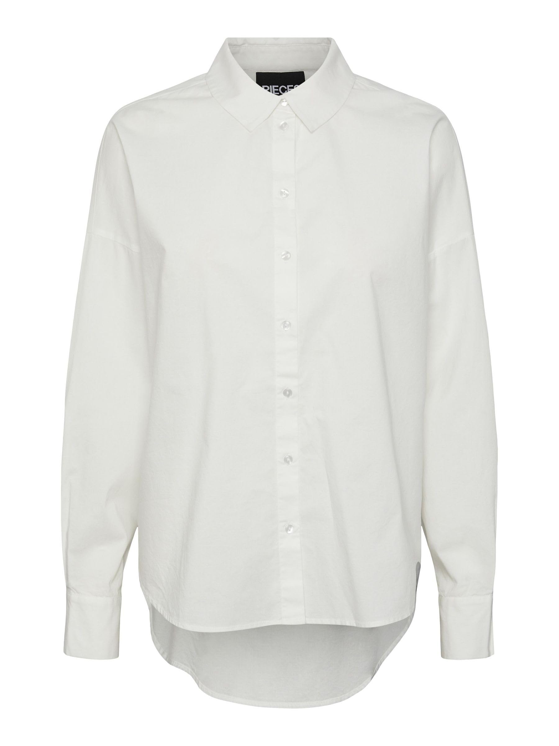 PIECES Women's Pctanne LS Loose Shirt Noos Shirt/Blouse, Cloud Dancer, S