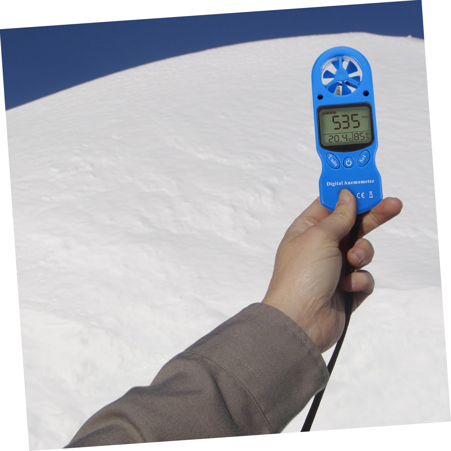 PRETYZOOM Igrometro Digitale Portatile Mini con Misurazione Umidità e Temperatura, Anemometro Palmare in Plastica con Schermo Lcd Retroilluminato per Monitoraggio Ambientale
