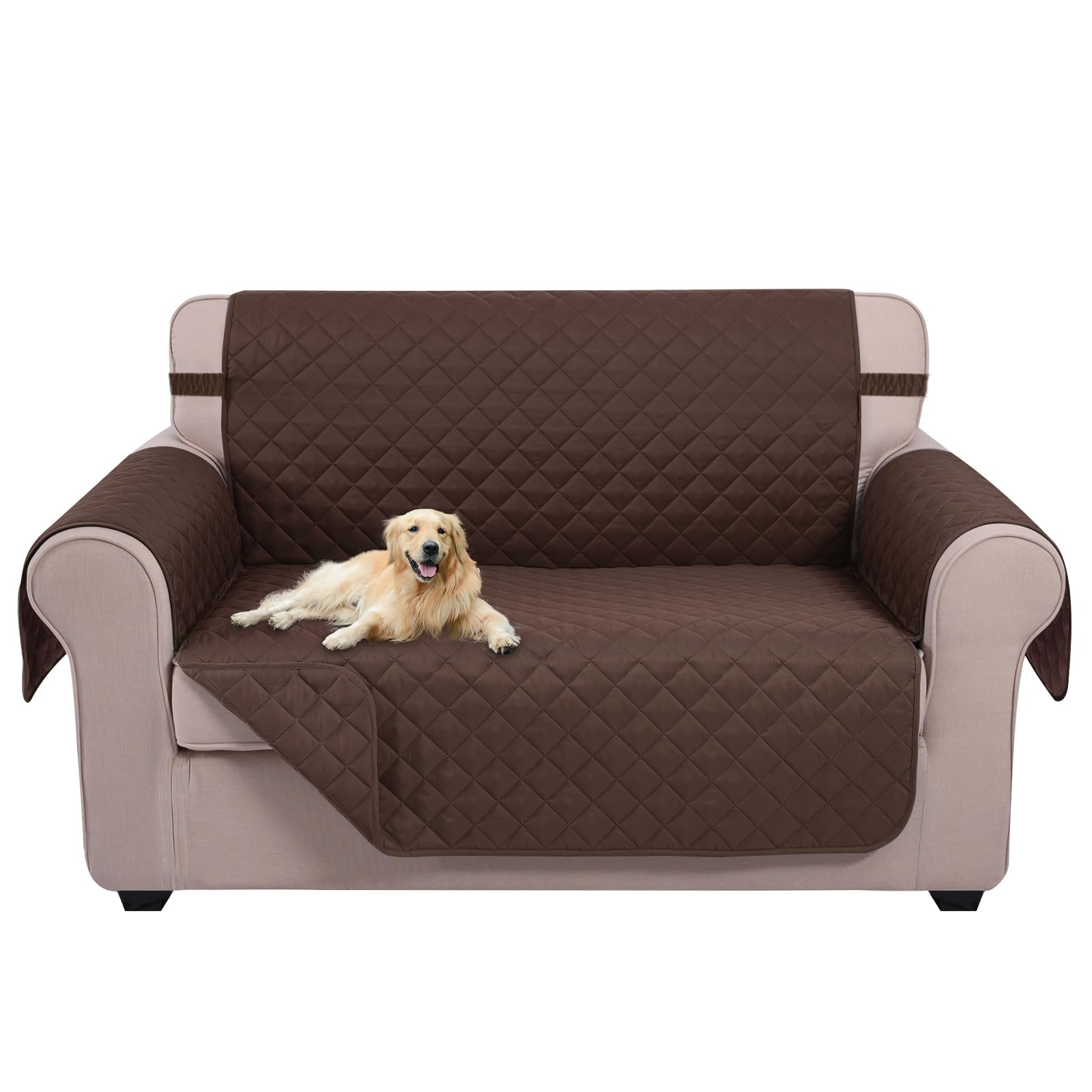 U-NICE HOME Loveseat Sofa Cover Reversible Couch Covers for 2 Cushion Couch for Dogs Furniture Protector Cover with Elastic Straps Water Resistant(