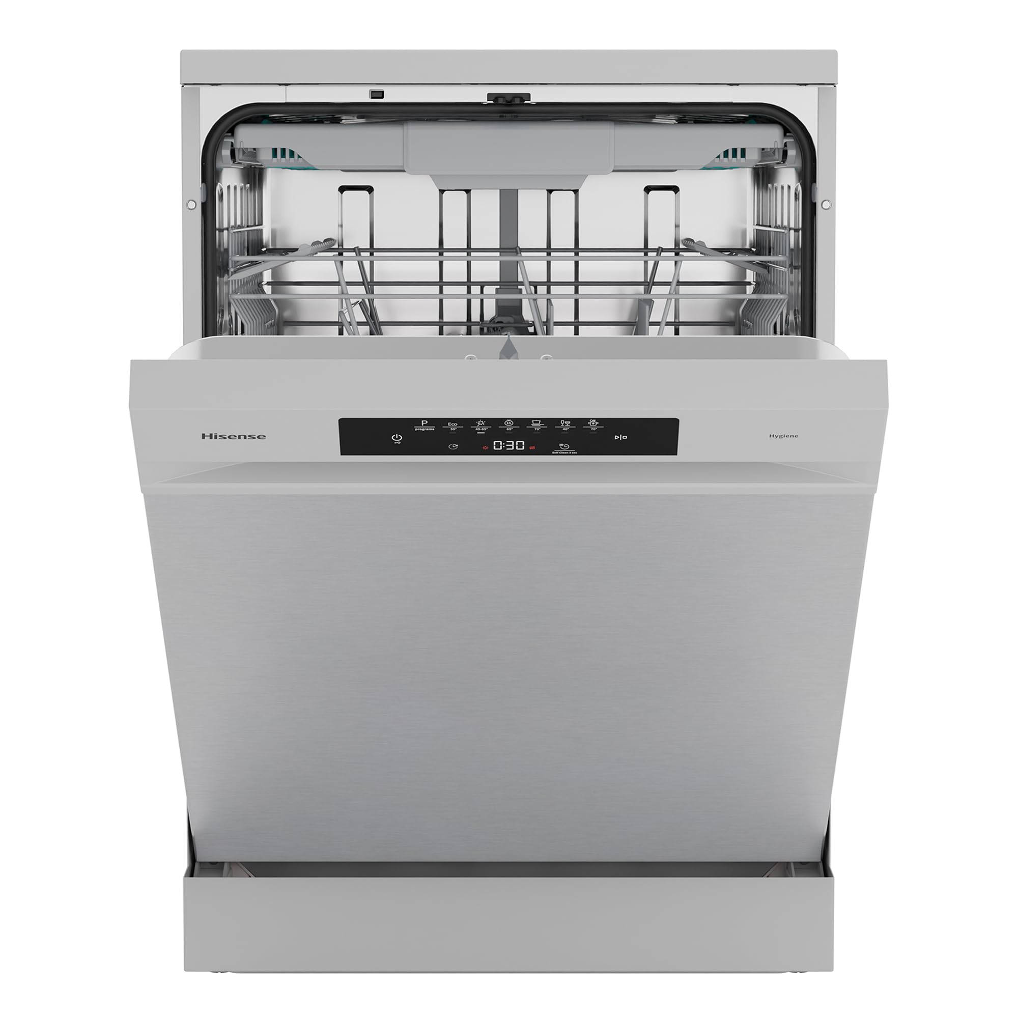 Hisense HS643B90X - Lavavajillas Clase B, 15 Servicios, Fondo 60cm, Secado Extra, Programa Automático, Tercera Bandeja, Programa Corto 1 hora, 15 Servicios, Aqua Protect System, Control Táctil, Inox