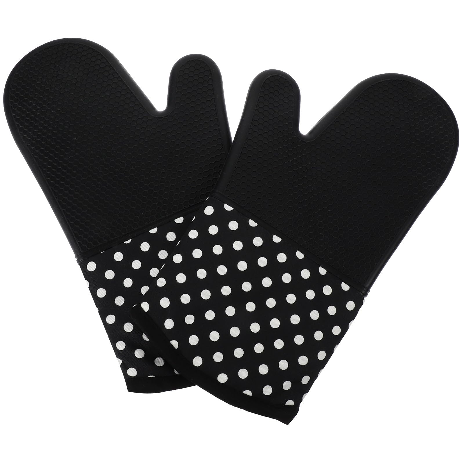 Guantes de Horno de Silicona 2 Piezas Negros Antideslizantes