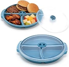 Microwave Plate, 2 Pieces Microwave Plate with 3 Compartments, Reusable Divided Plates for Diet Adults BPA Free for Reheating Food