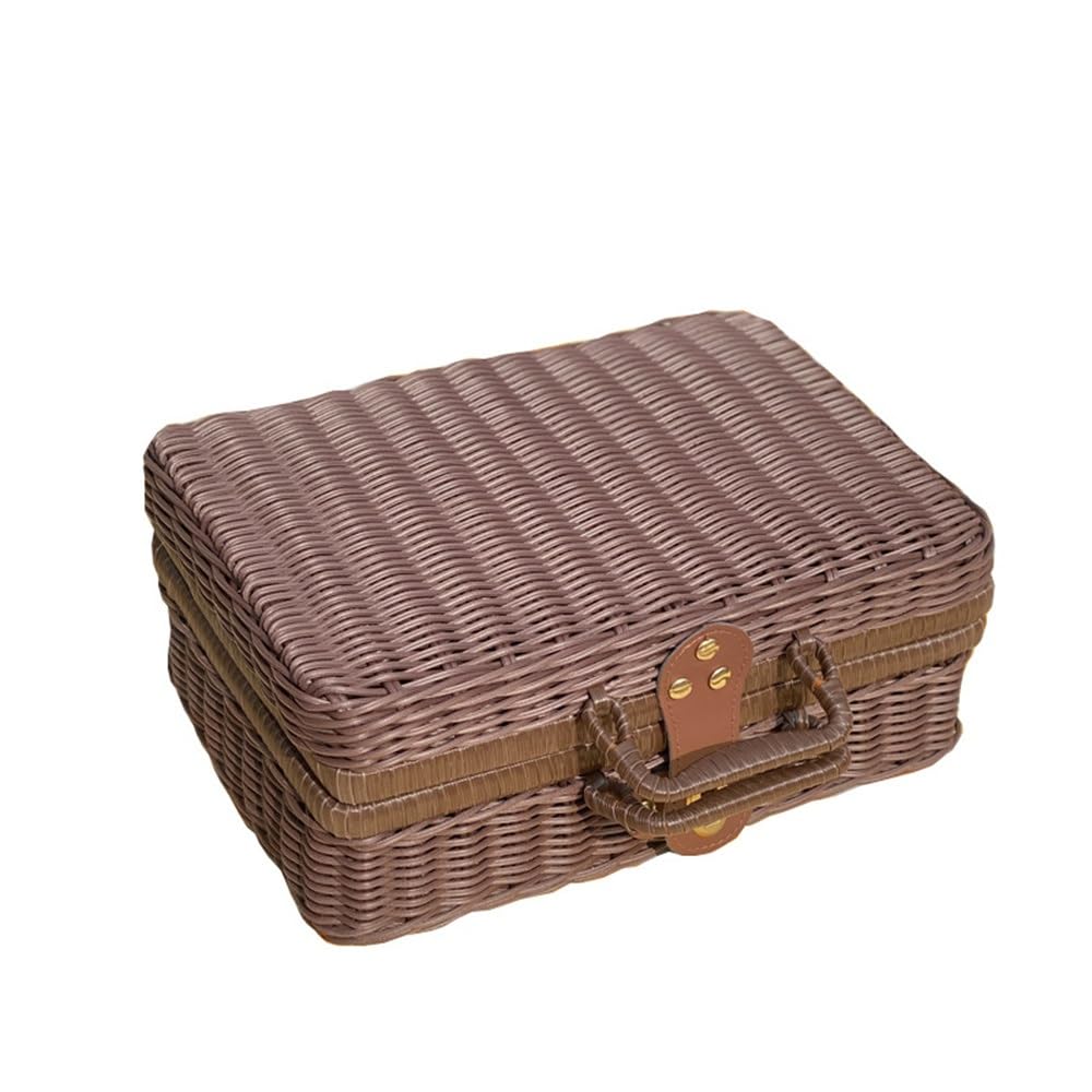 Picnic Basket Outdoor Shooting Props Woven Picnic Basket for Picnic Camping Outdoor(22x17x11cm)