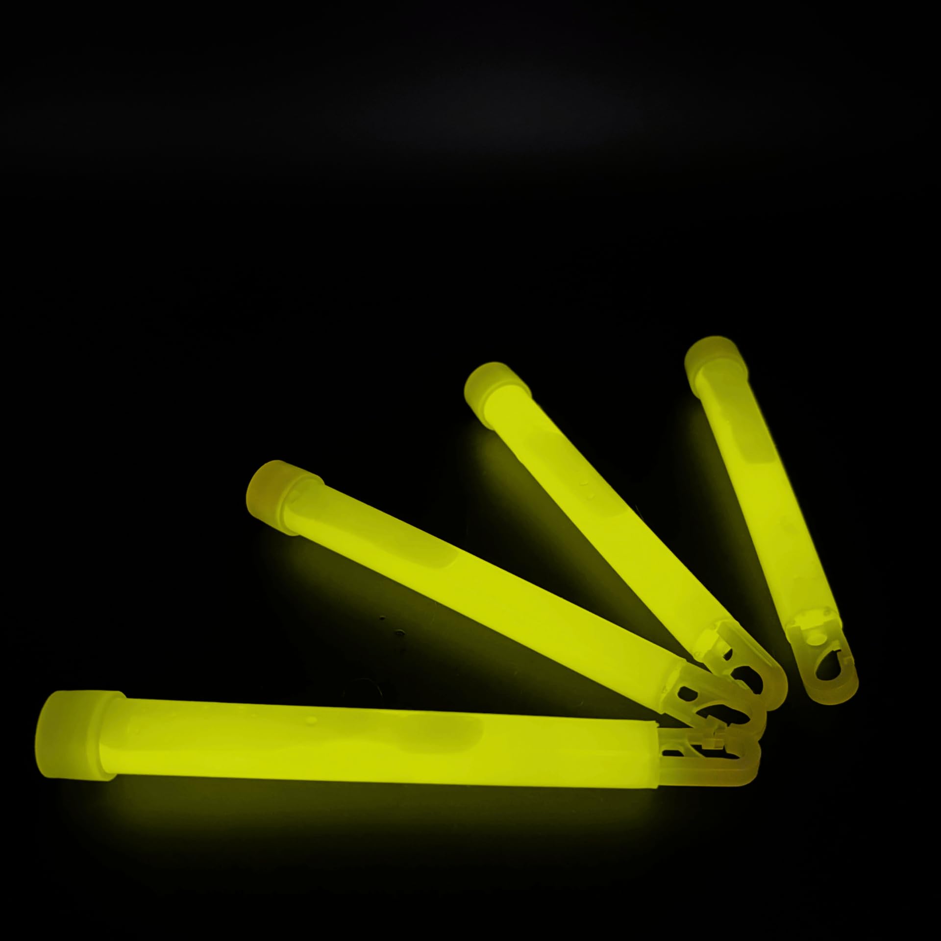 KNIXS 25er Pack Power-Knicklichter/Knicklicht (15 cm) inkl. Spezialhaken und Befestigungsband - Gelb Leuchtend