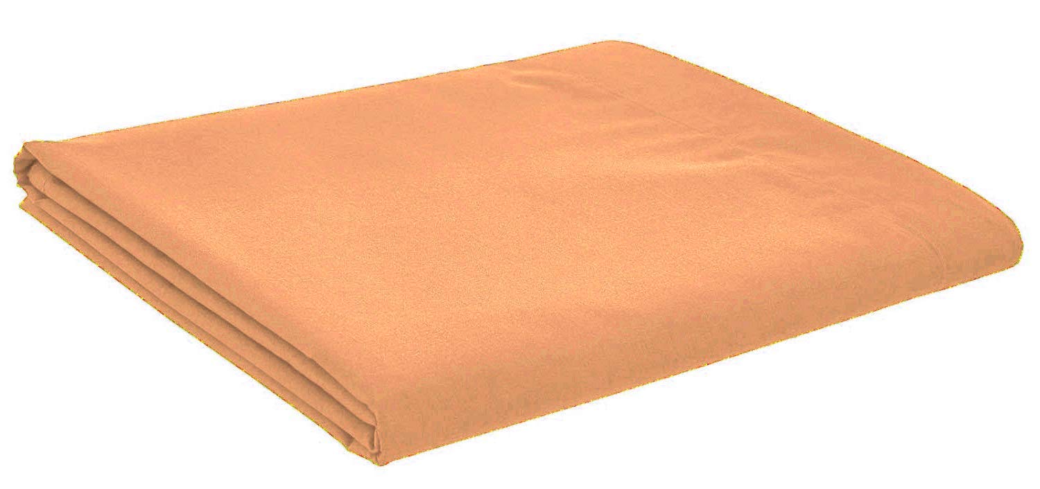 R&Z Luxury Percale Quality Polycotton Flat Sheet Easy Care, Top Sheet/Flat Sheet Plain Dyed Polycotton Bedsheet Super Soft (Peach, Double)