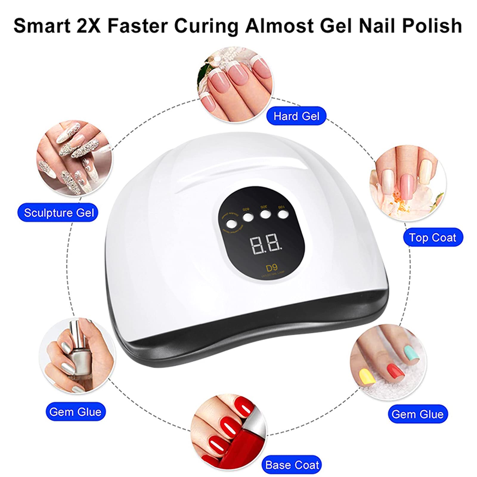ZYC 114W UV Lampada per Unghie Lampada per Unghie per Unghie Che indugia la Luce del Gel Manicure con 4 Timer Macchina Portatile del sensore Automatico per unghia e ilineata