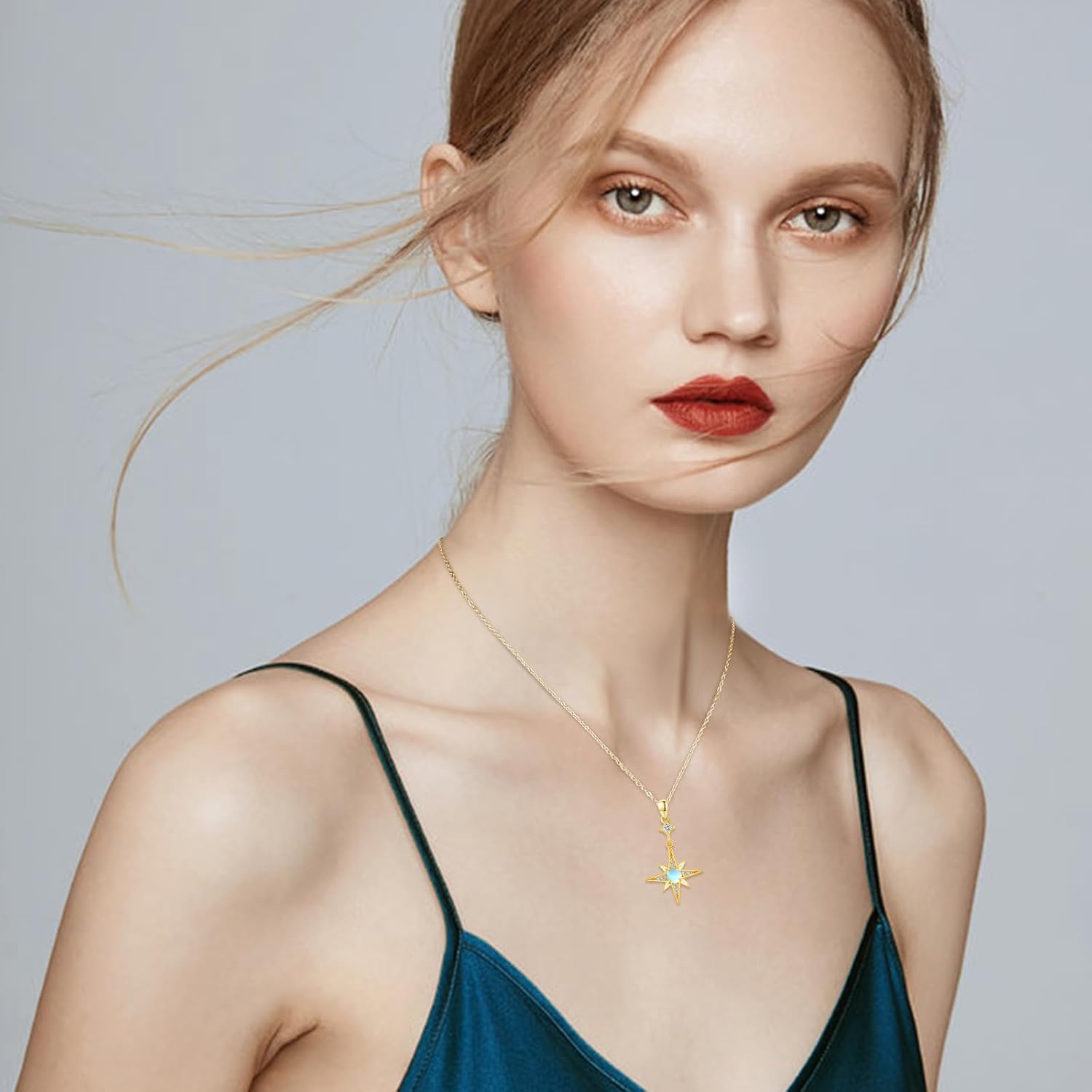 Star Necklace for Women Girls 925 Sterling Silver Star Moonstone Pendant Necklace Infinity/Round Spin Star Necklace Star Jewelry Gifts for Women Girls - Image 4