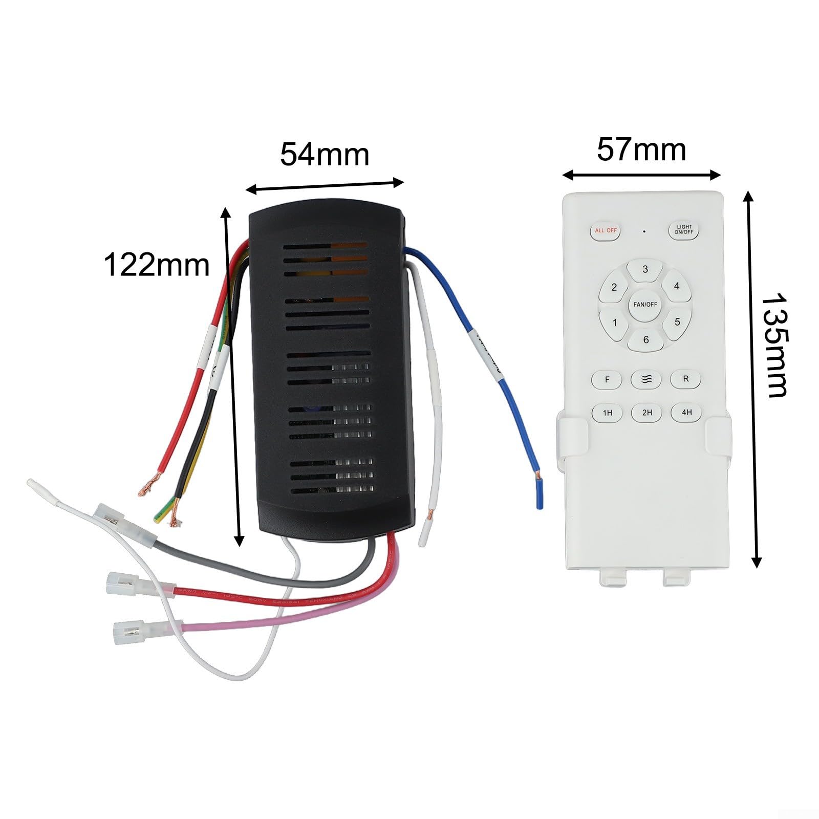 Kit de control remoto para ventilador de techo con receptor y control remoto que ofrece control de ventilador de 6 velocidades, botón de interruptor de luz y funciones de temporizador para múltiples
