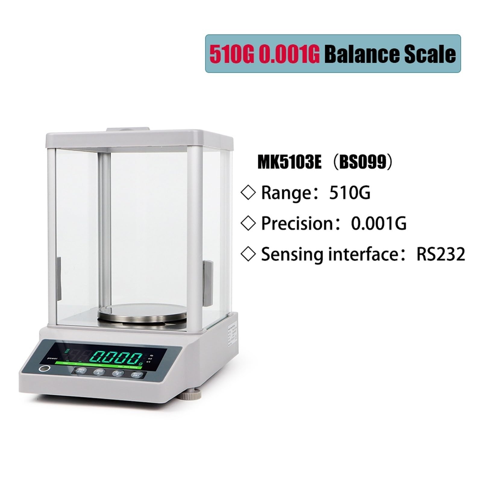 Balanza electrónica de laboratorio, balanza analítica de precisión de 0.001g, pesaje de joyería, báscula de cocina Función múltiple(510G 0.001G)