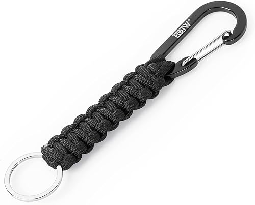 Miniatura 21 de EOTW Llavero con mosquetón, llavero de paracord con clip pequeño de aluminio en forma de D para camping, senderismo, pesca o como organizador