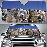 Universelle Bache Pare Brise Protection Chiens Staffie Imprimés, Famille De Chiens Staffie Bringé, Anti Soleil Pare Soleil Voiture Pare Brise Avant Intérieur La Protection Pare-Soleil Avant M