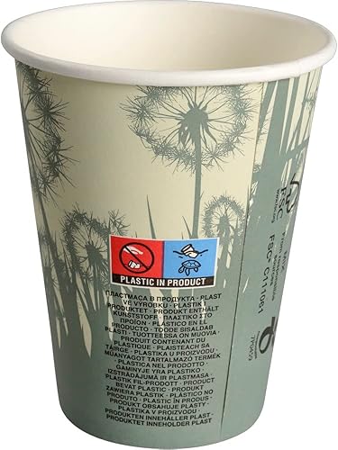 Miniatura 2 de Abena Tazas de café de papel desechables 100% compostables CPLA para temperaturas más calientes, multicolor, 12 onzas  50 unidades