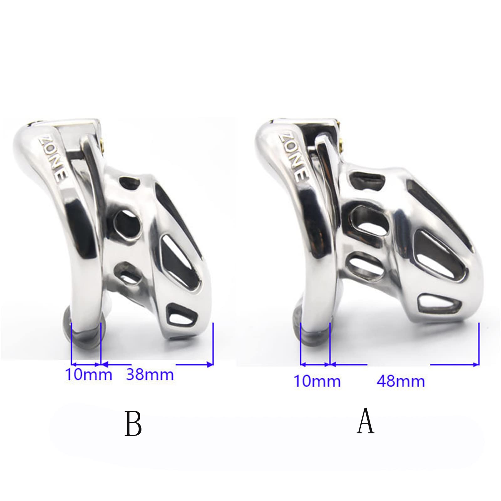 Hommes en acier métal dispositif de chasteté cage de poulet cage de chasteté avec housse de protection en silicone mâle pénis Sport adulte sex toy (A, 48mm)