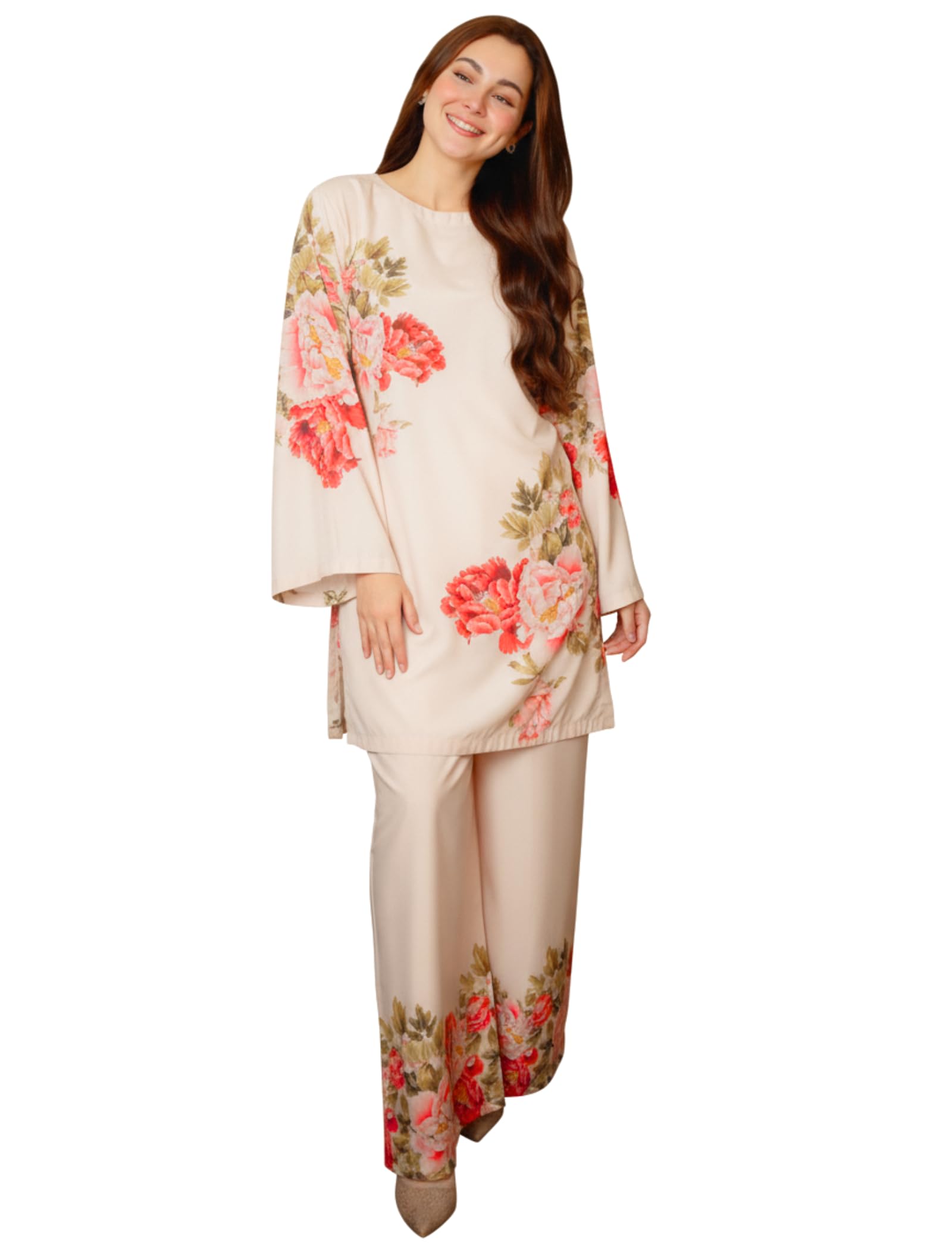 Cord Set for Women Cotton Stylish Poly Rayon - Turkish Co Ord Set for Women Stylish Mandarin Neck Floral Print Western Co Order Sets, Wear as Office Coat, Travel Coord, Cot-image-37