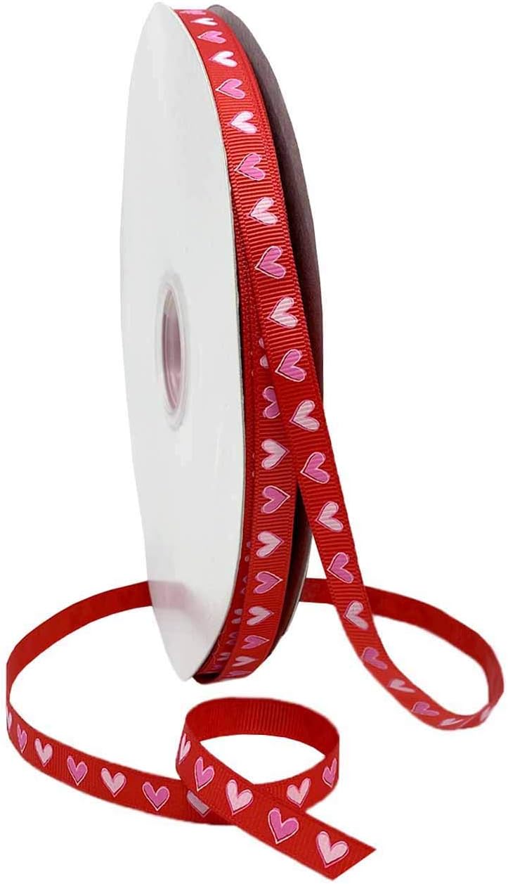 Morex Ribbon Tender Heart Ribbon, 3/8 inch by 100 Yards, Red, 92202/100-609