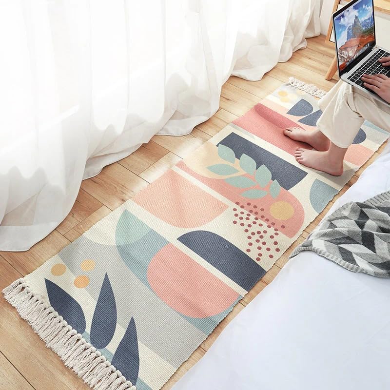 Slazie 2x5 ft Printed Bed Runner |Printed Rug| Handwoven Pure Cotton Printed Carpet for Bedroom, Living Room & Home Décor|pr016