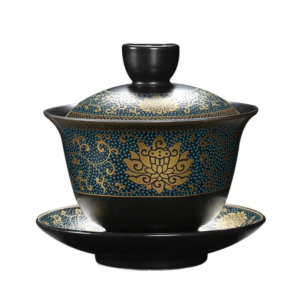 Filiżanka porcelanowa, chińska miseczka na herbatę, zestaw do herbaty, ekspres, gaiwan, filiżanki Kung Fu, 180 ml chiński klasyczne Gaiwan spodek tradycyjna ręcznie robiona herbata napar filiżanka