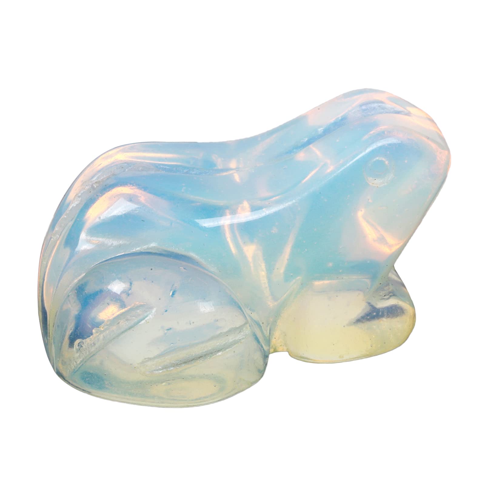 Loveliome Opalite Gemstone Frog Crystal Figurine, Small Hand Carved Pocket Healing Crystal Statue Animal Sculpture 1.5 Inches