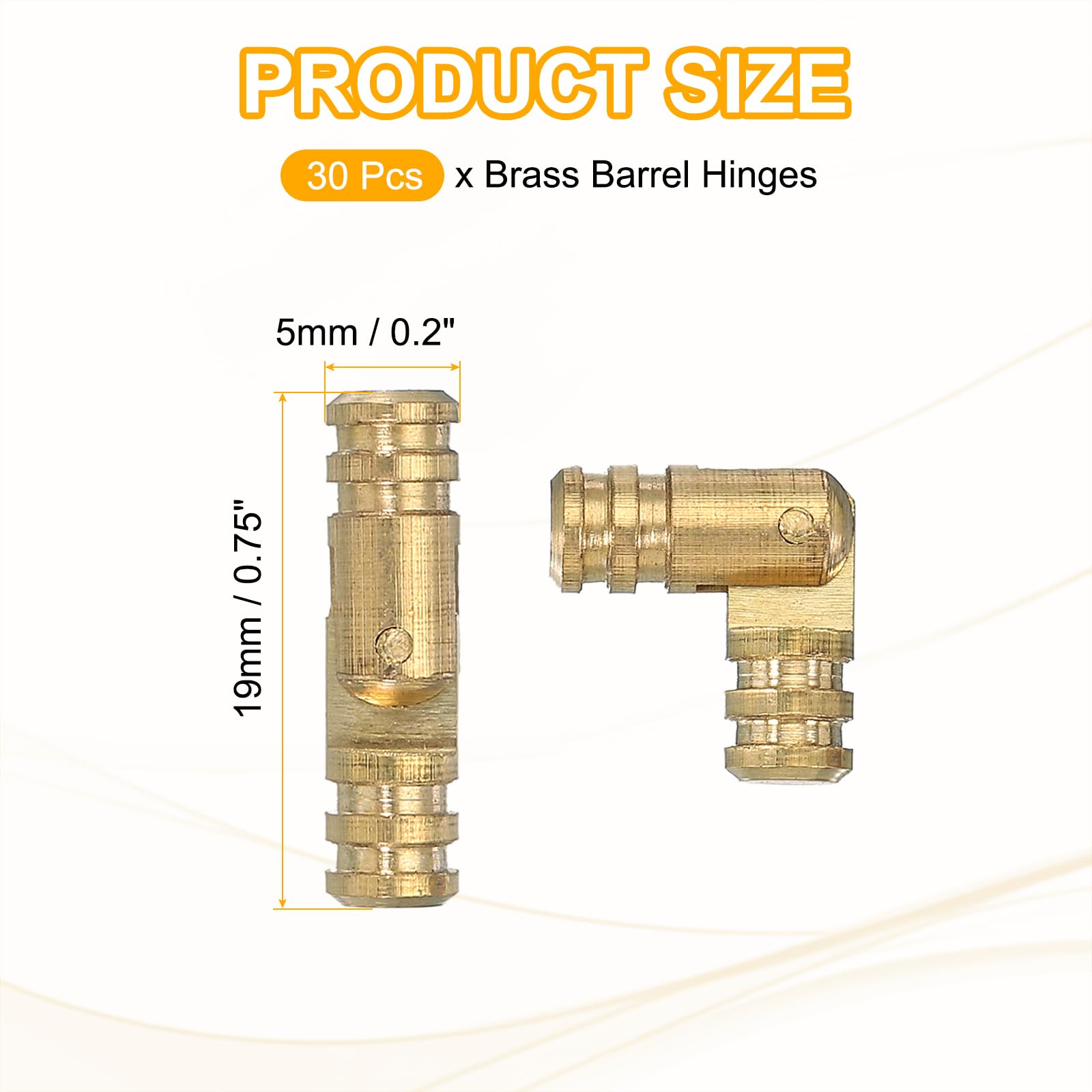 PATIKIL Hidden Brass Barrel Hinges 0.8"x0.2" - Image 2