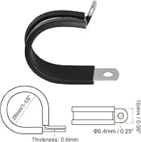 Vista 2 de uxcell Abrazadera de cable de 1-1/8 pulgadas (1.102 in) Abrazadera de cable de acero inoxidable 304 Abrazadera aislada acolchada en forma de R