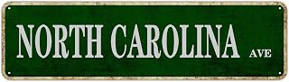 North Carolina Avenue Retro Home Decoration Poster Tin Sign Wall Art Metal Sign Vintage Metal Poster for Man Cave Bar Pub Cafe Home Wall Decor 4x16