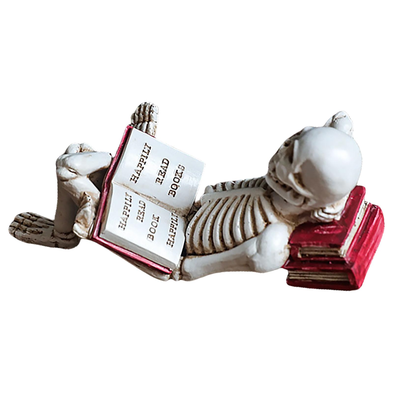 Yiqinzcxg D Reading Skeleton Figurine Resin Book Lover Statue Home Office Ecorative Art For Shelves An Desks