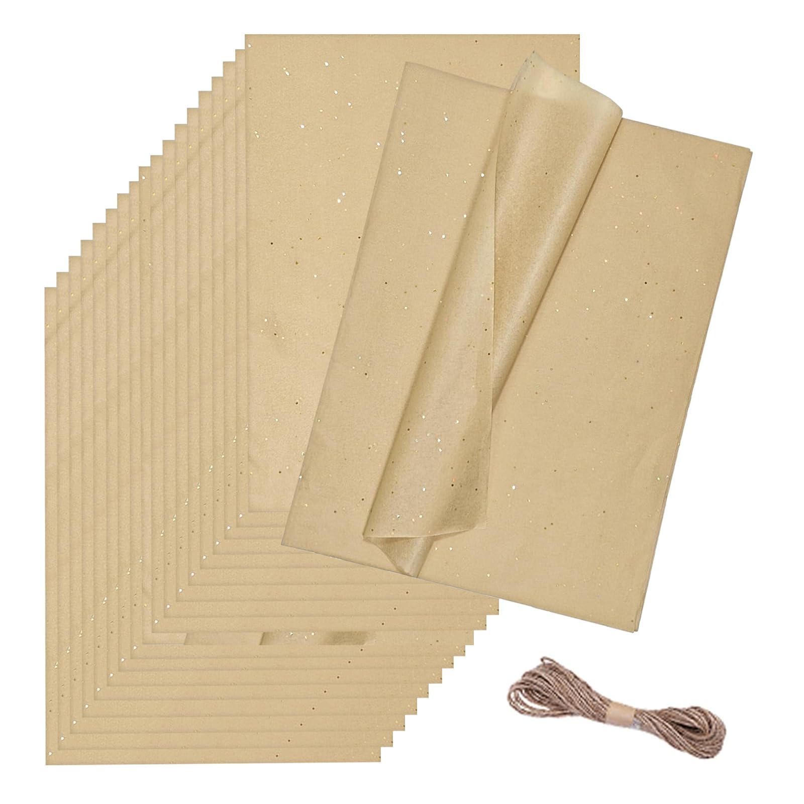 Oonoywoo Brown 20 Pcs Glitter Tissue Paper, Tissue Paper For Wrapping Gifts, Glitter Paper For Bouquet Packaging Christmas Birthday Gift Wrapping Crafts Supplies (50×66Cm)