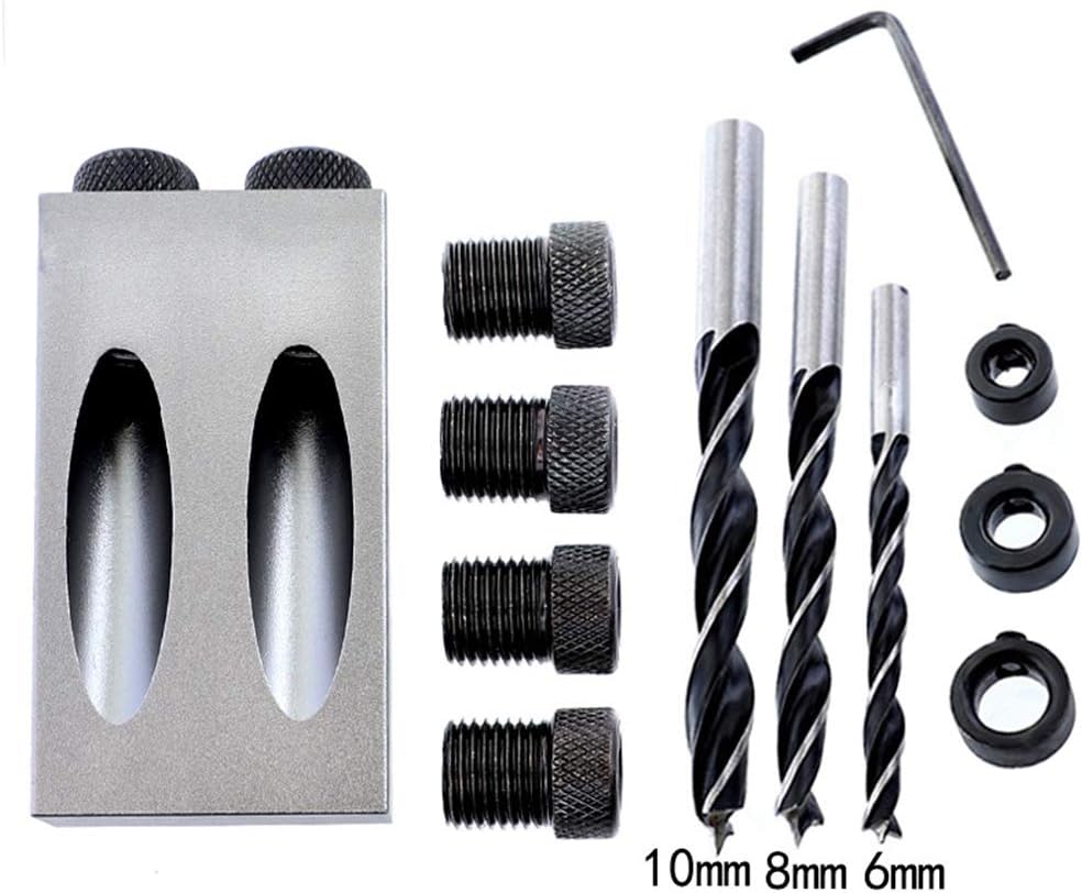 Pocket Hole Jig System with 6mm, 8mm, 10mm Drill Bits