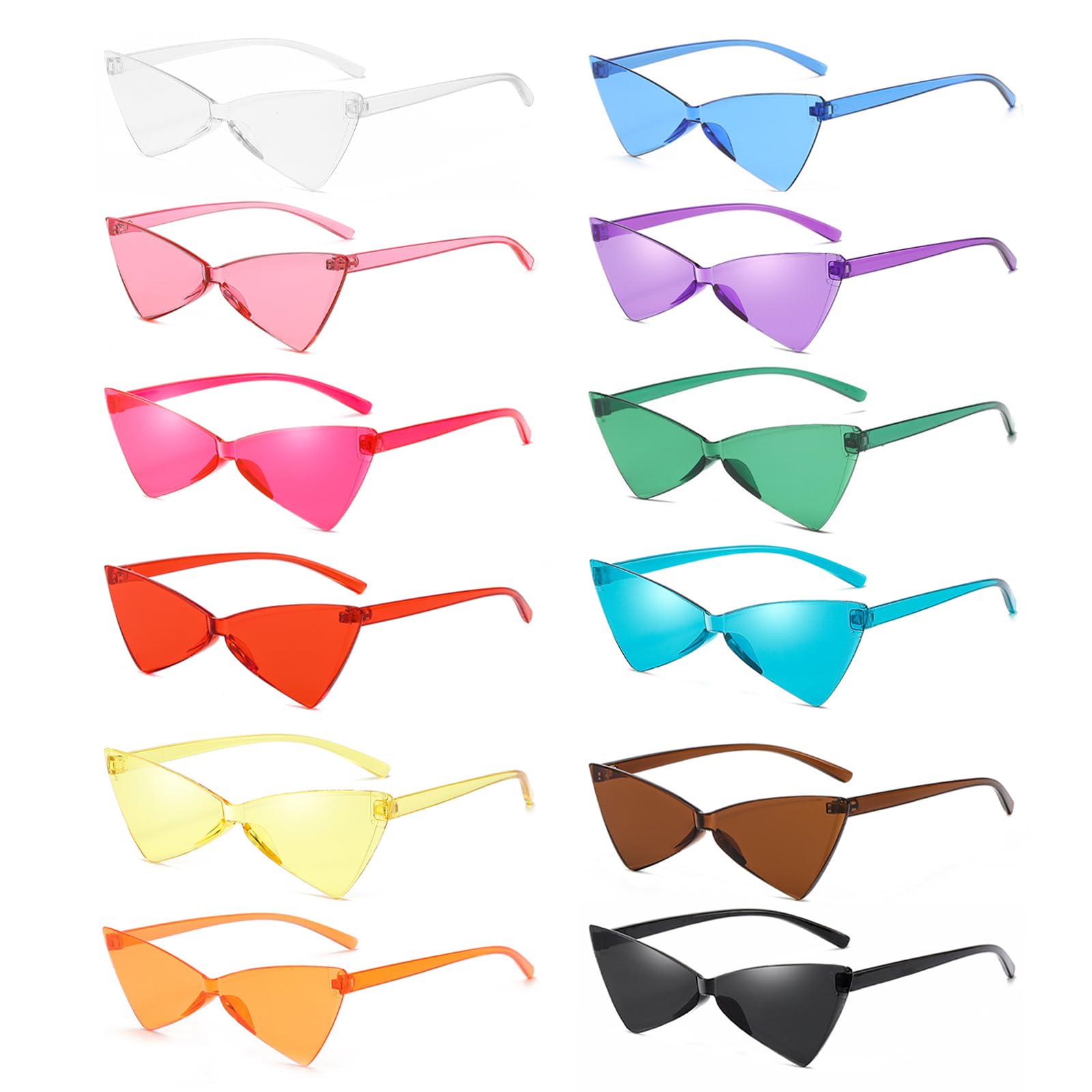dogmoon arty Glasses, 12 PCS Triangle Festival Glasses, Party Glasses, Funky Glasses, Hippie Rimless Glasses