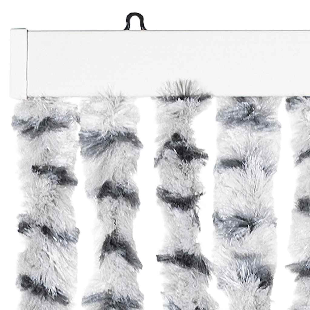 Tenda antimosche in ciniglia, per porte, silenziosa, 56 x 200 cm, colore: grigio chiaro e grigio scuro