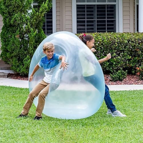 Bulle Gonflable Géante, HOVCEH 120cm Grande Bumper Ball, TPR Ballon Gonflable Géant, Transparent Ballon Geant Pour Plage, Jardin, les Fêtes en Plein Air (Bleu)