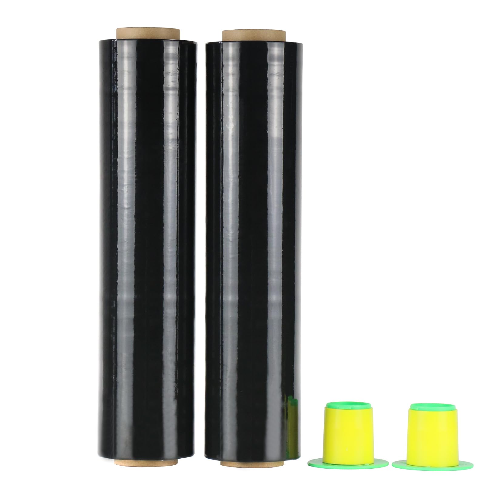 2 Pack industriale nero Pallet Stretch Wrap Cling Film 20mic 400 mm 260 m con plastica rotolamento handle.Durable Self Adhering imballaggio, imballaggio, Heavy Duty Shrink Film BOMEI PACK