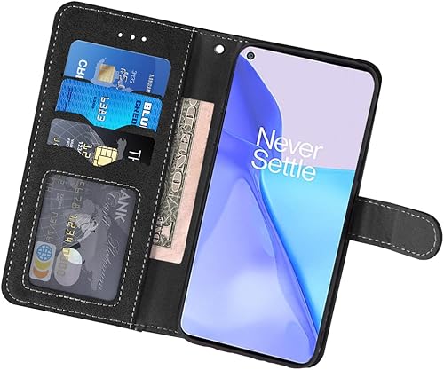 Miniatura 3 de Asuwish Compatible con OnePlus 9 OnePlus9 5G Funda tipo cartera y protector de pantalla de vidrio templado con tapa para tarjeta de crédito, soporte