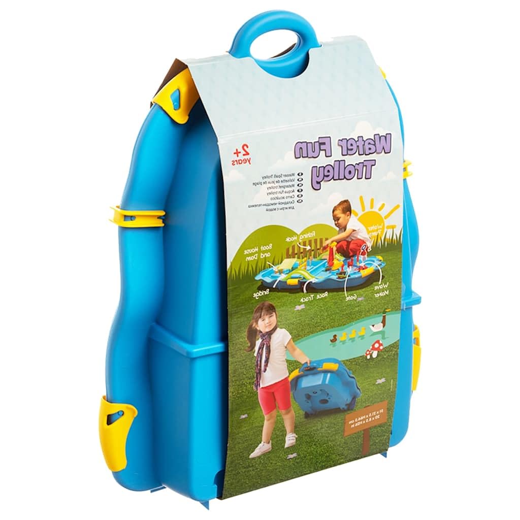 Wasserspiel-Koffer aus robustem Polypropylen 51x21,5x66,5 cm mit 21 Zubehörteilen wie Pumpe, Mühle und Angelhaken für Kinder ab 12 Monaten zum Spielen und Planschen im Garten und Outdoor