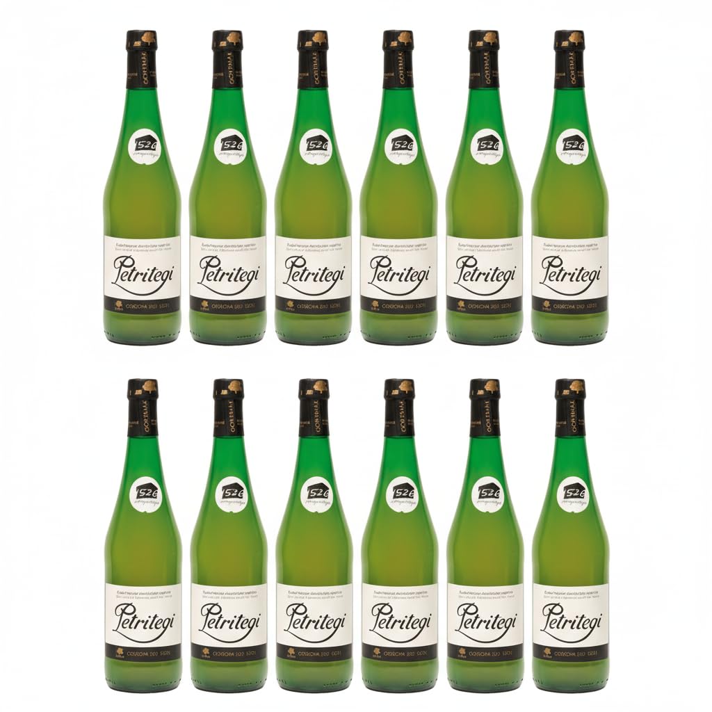 Petritegi Gorenak 12 Botellas de 75 cl – Sidra Natural con Tapón Escanciador, Elaborada con Mezcla de Manzanas Sidreras, Sabor Auténtico y Fresco, 6% Vol.