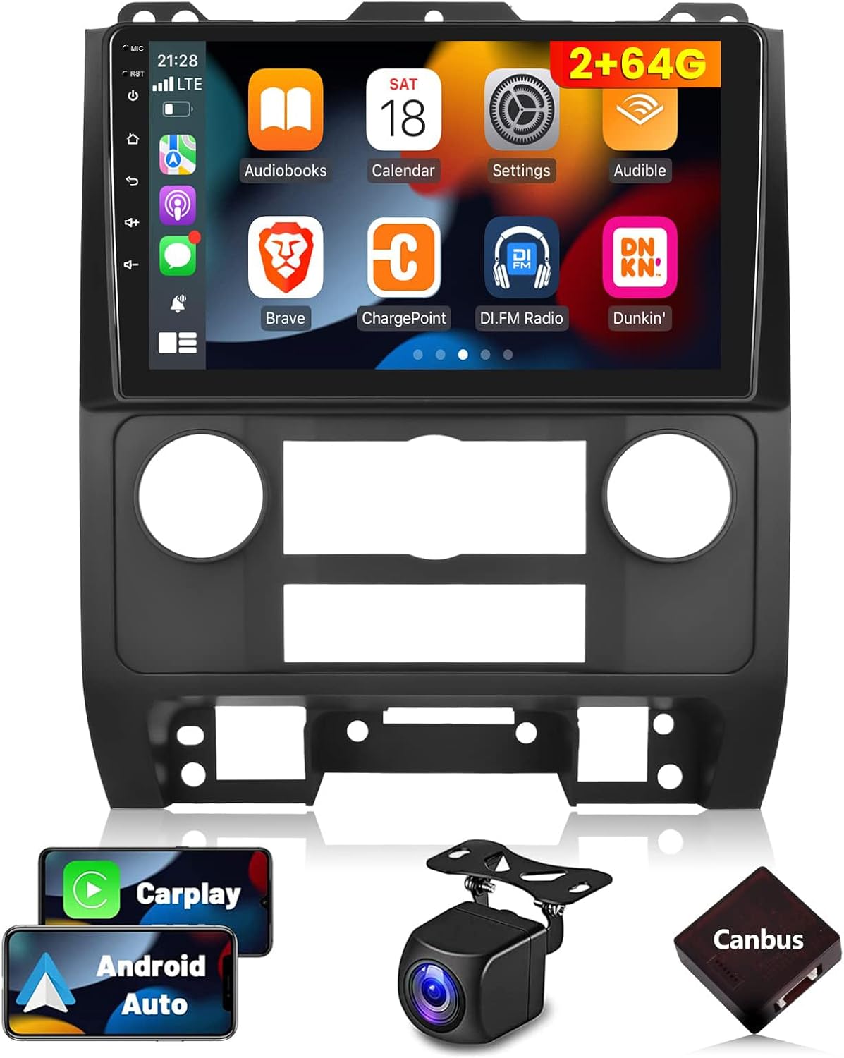 [2+64GB] Radio de coche para Ford Escape Kuga Mazda Tribute 2007-2012, 9 pulgadas Android 13 pantalla táctil estéreo, Carplay/Android